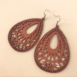 Large Boho Laser Cut Wooden Earrings
